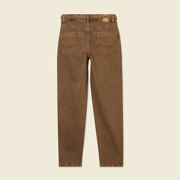 Jeans mom 7/8ème marron foncé femme