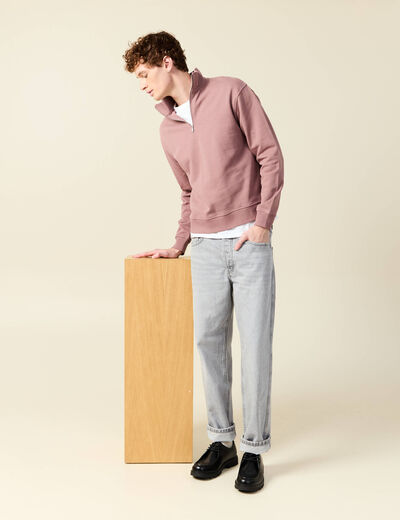 Sweat manches longues en coton vieux rose homme