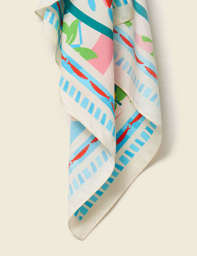 Foulard satin&eacute; bleu femme