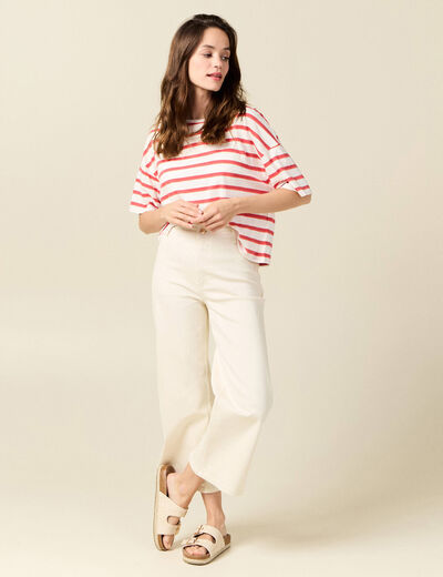 T-shirt manches courtes ecru femme