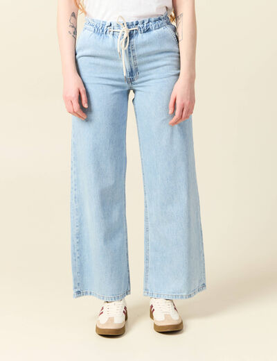Jeans large baggy élastiqué denim used femme