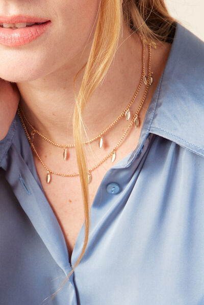 Collier avec feuilles couleur or femme