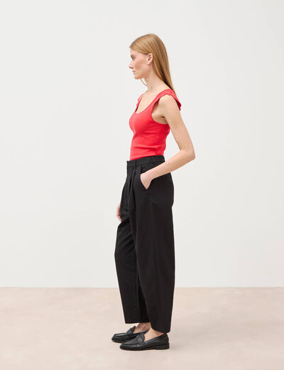 Pantalon barrel coupe loose taille haute noir femme