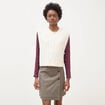 Pull droit cropped sans manches creme femme