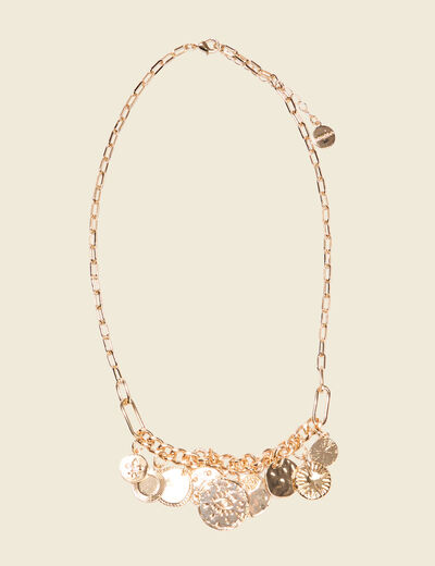 Collier avec médaillons couleur or femme