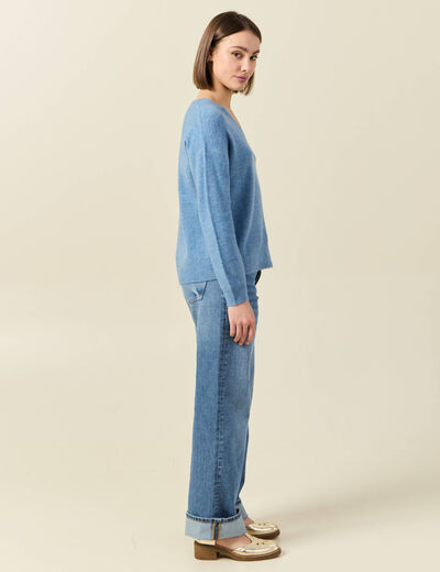 Pull manches longues bleu clair femme