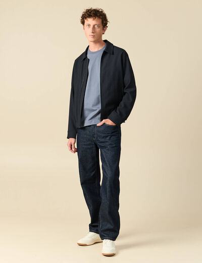 Blouson manches longues col classique bleu marine homme