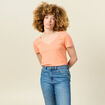 T-shirt manches courtes orange corail femme