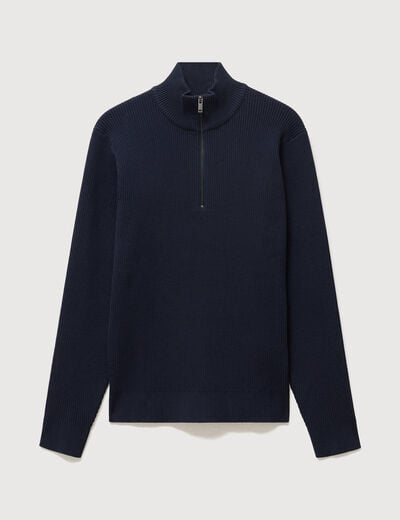 Pull col camionneur bleu marine homme