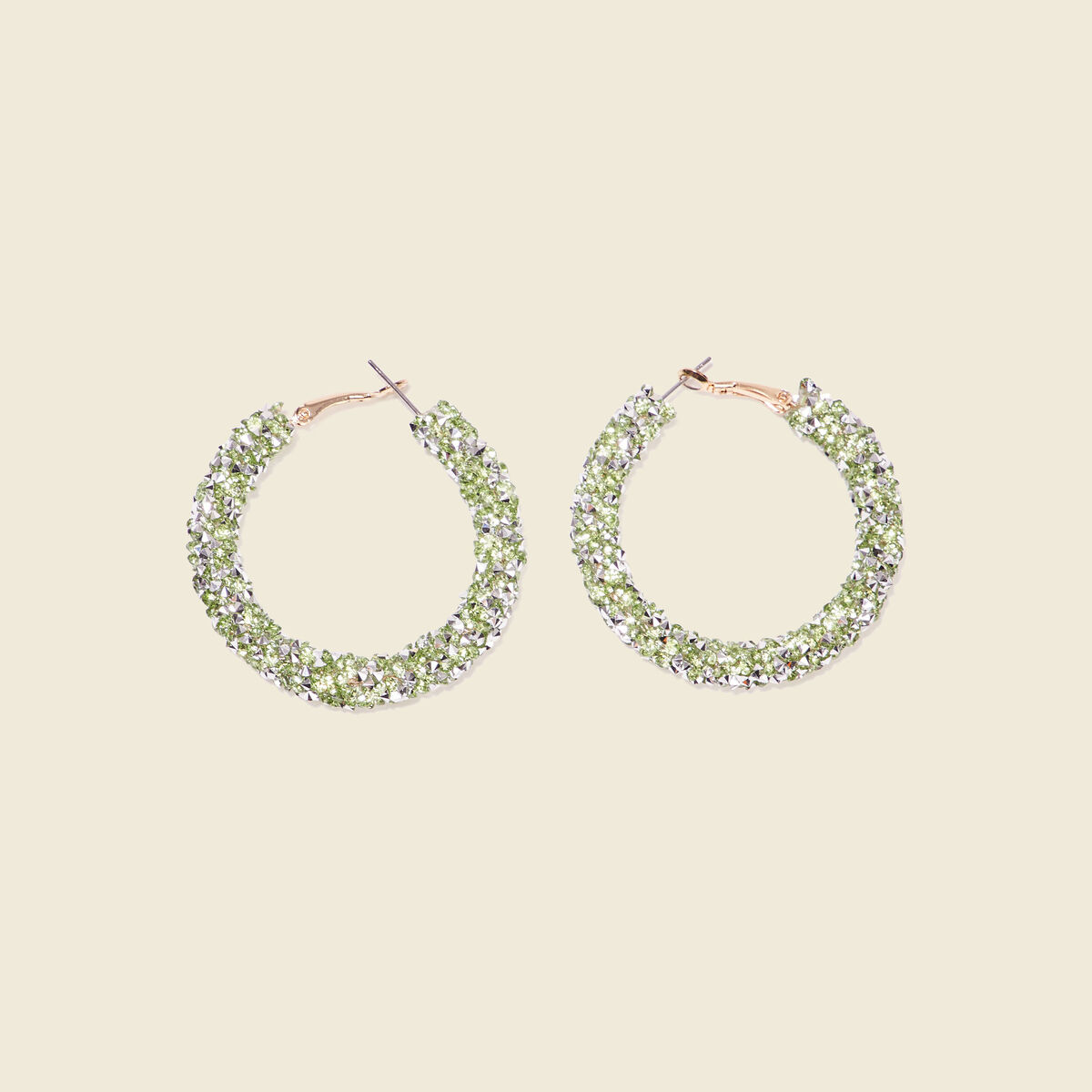 Boucles d'oreilles créoles vert olive femme