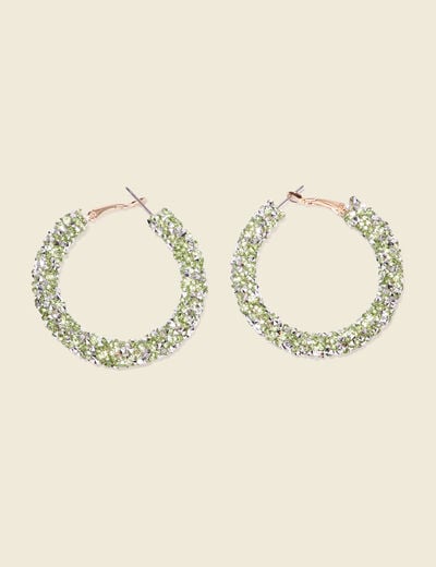 Boucles d'oreilles créoles vert olive femme