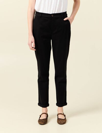 Pantalon chino cigarette noir femme