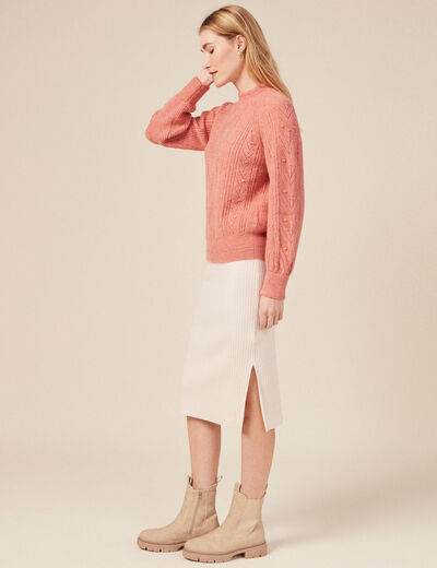Pull manches longues rose femme