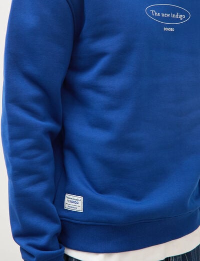 Sweat droit col rond manches longues bleu electrique homme