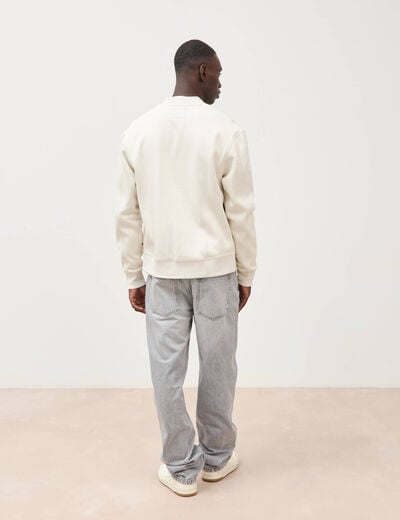 Sweat manches longues brod&eacute; gris clair homme