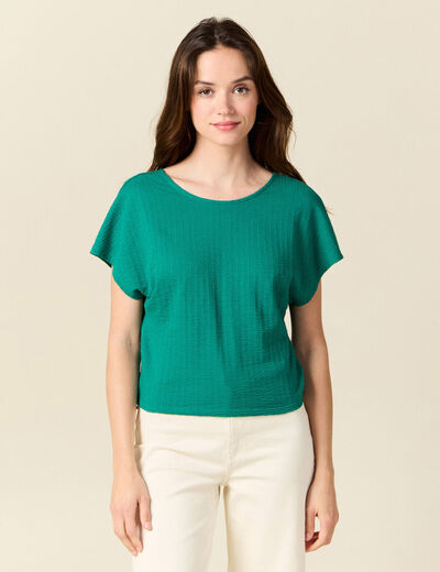 T-shirt manches courtes vert turquoise femme