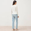 Pull ajour&eacute; col rond manches longues ecru femme