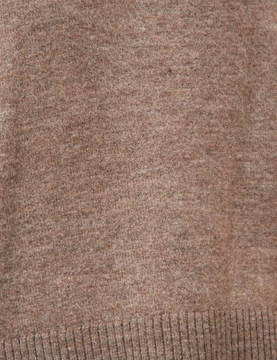 Pull col rond manches longues marron femme