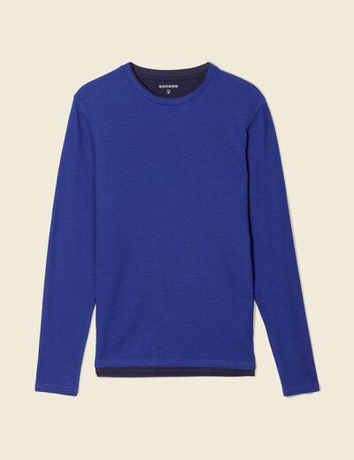 T-shirt manches longues bleu electrique homme