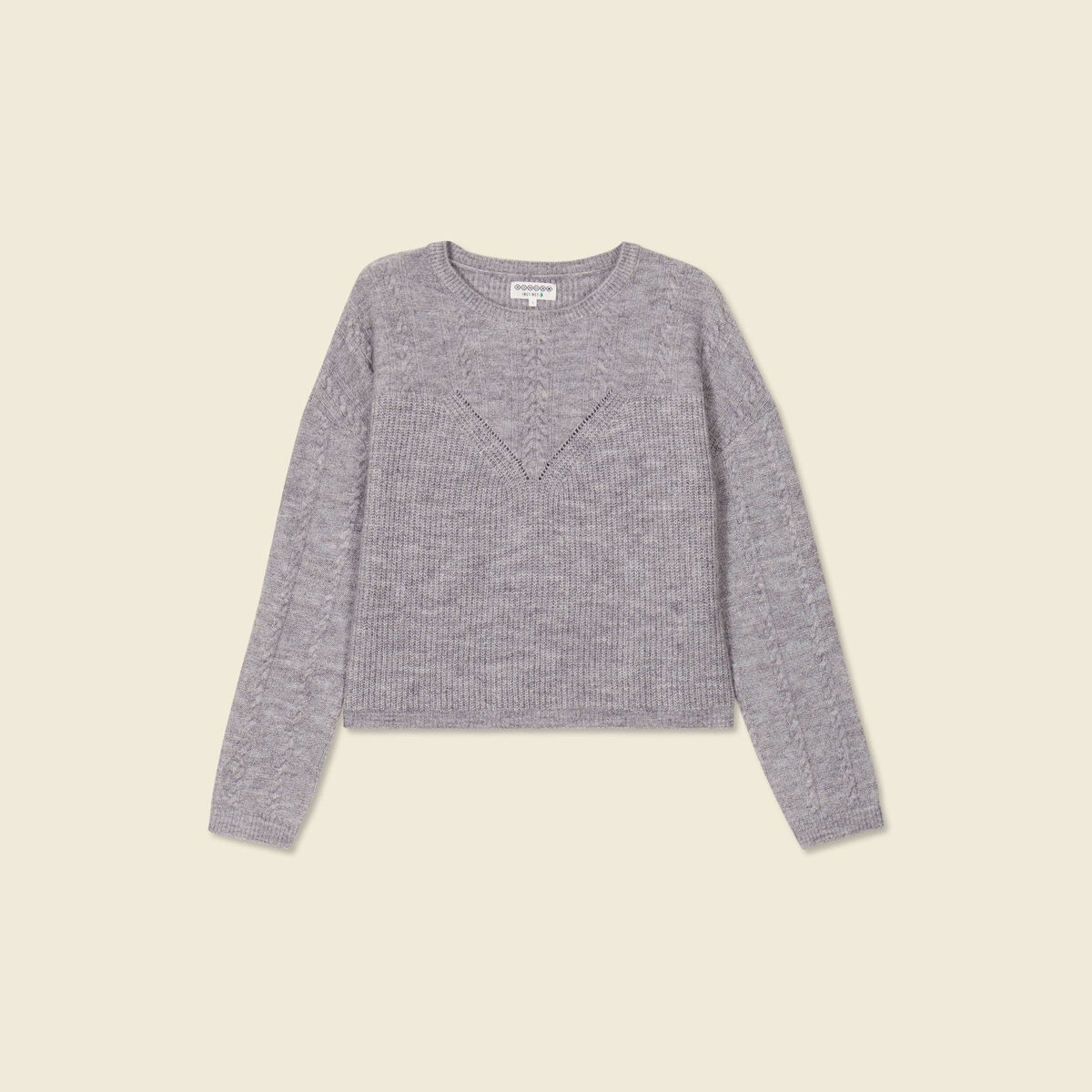 Pull manches longues gris clair femme
