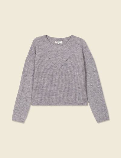 Pull manches longues gris clair femme