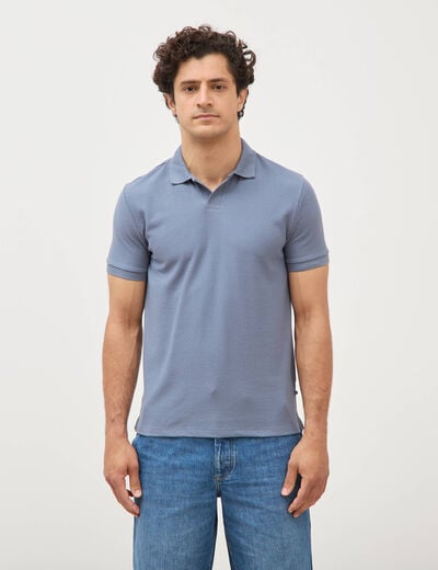 Polo manches coude bleu gris homme