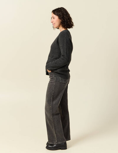 Gilet manches longues gris fonc&eacute; femme