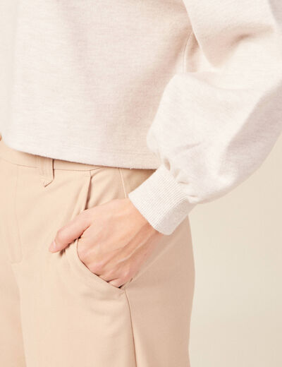 Sweat oversize court manches longues creme femme