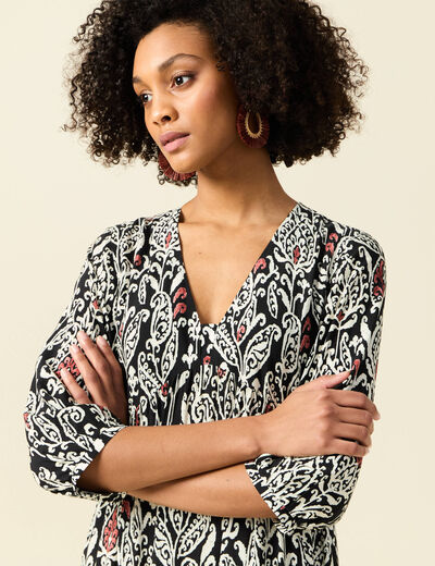 Robe longue évasée noir femme