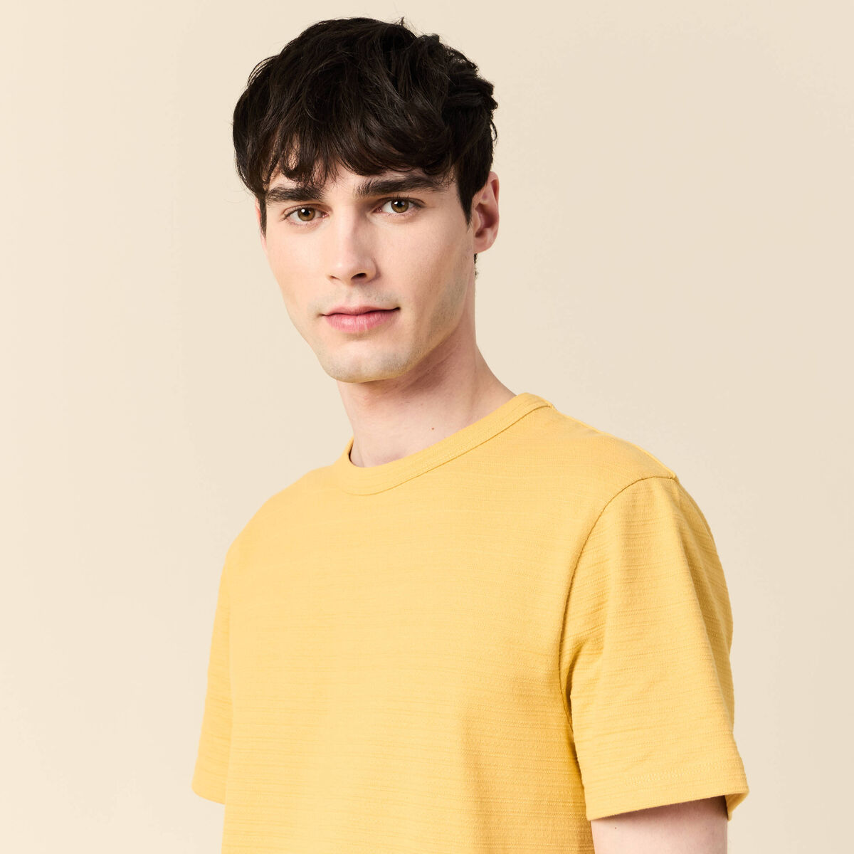 T-shirt manches courtes jaune moutarde homme