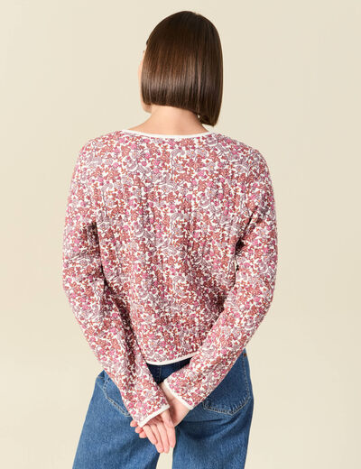 Cardigan droit court manches longues orange corail femme