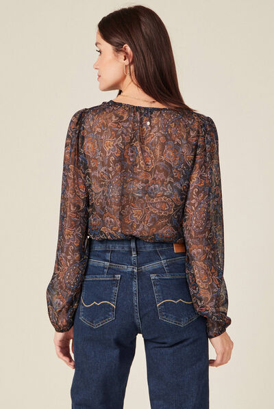 Chemise manches longues noir femme