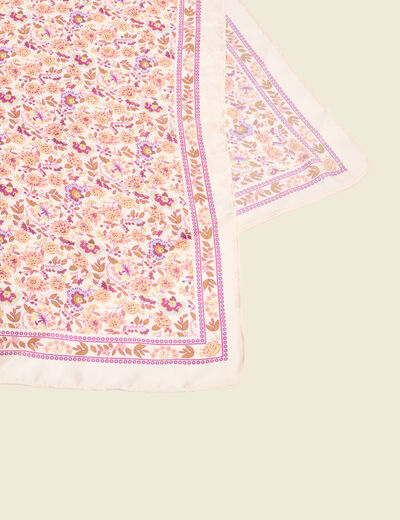 Foulard carré satin ecru femme