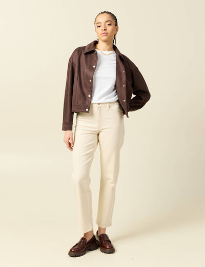 Veste oversize manches longues marron fonc&eacute; femme