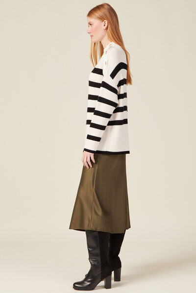 Pull manches longues à boutons ecru femme