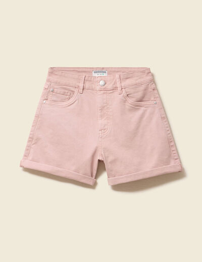 Short mom taille haute rose clair femme