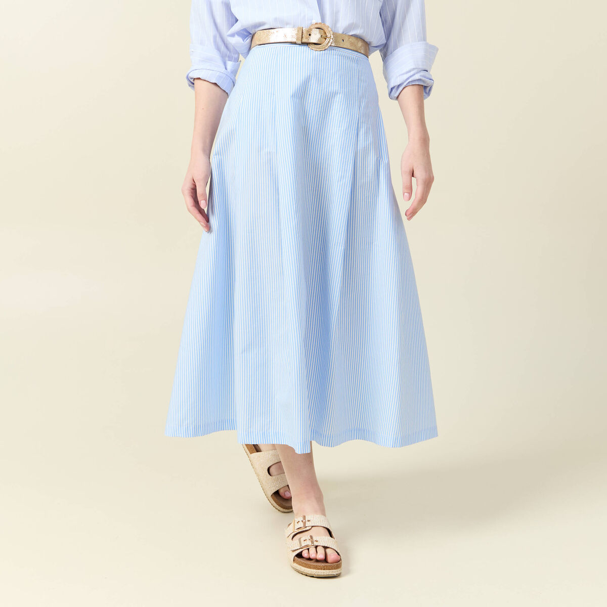 Jupe en coton taille standard bleu femme