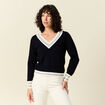 Pull manches longues bleu marine femme