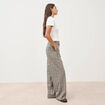Pantalon large taille haute fluide noir femme