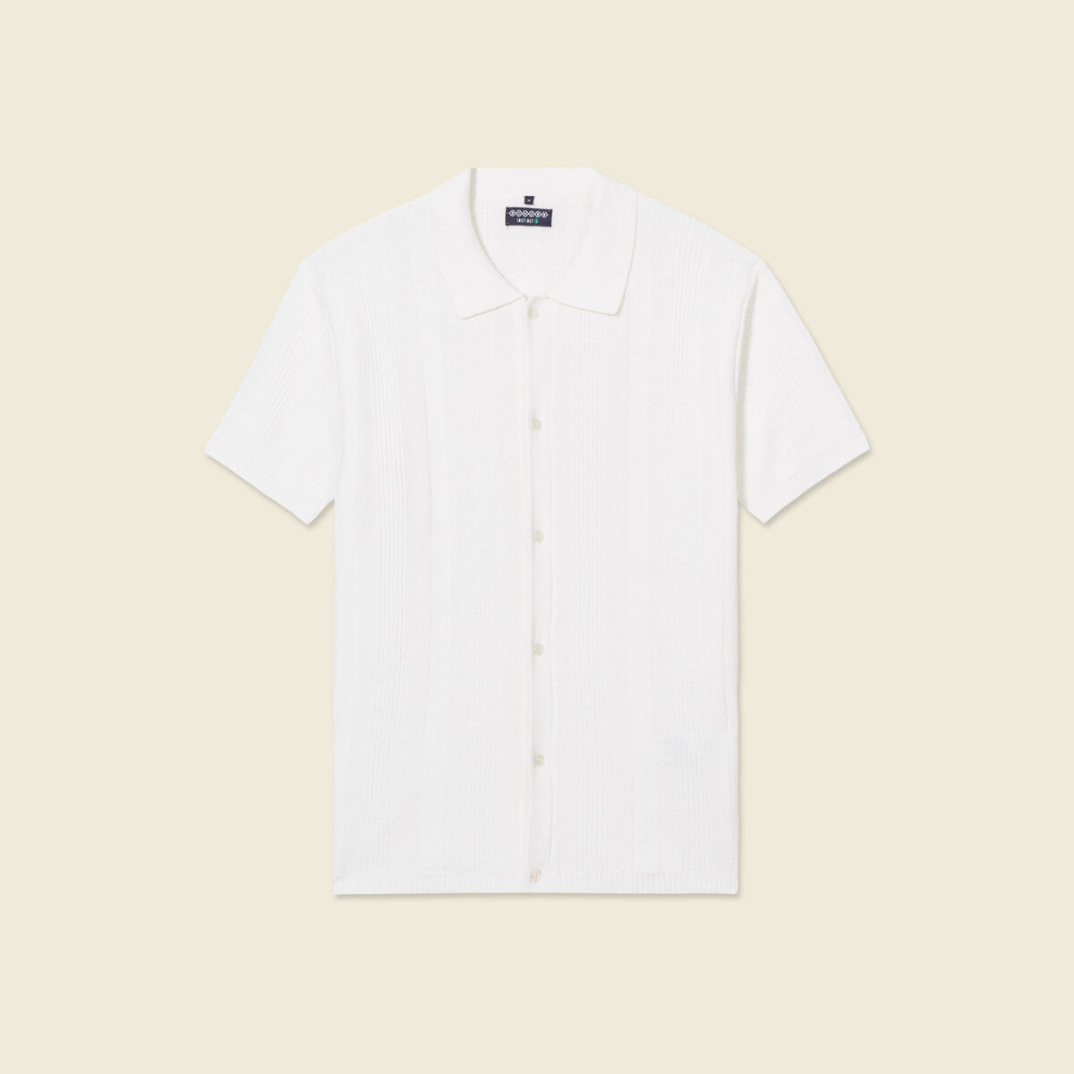 Chemise manches courtes tricot ecru homme