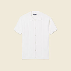 Chemise manches courtes tricot ecru homme