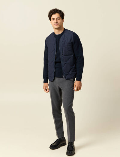 Pull col rond bleu marine homme