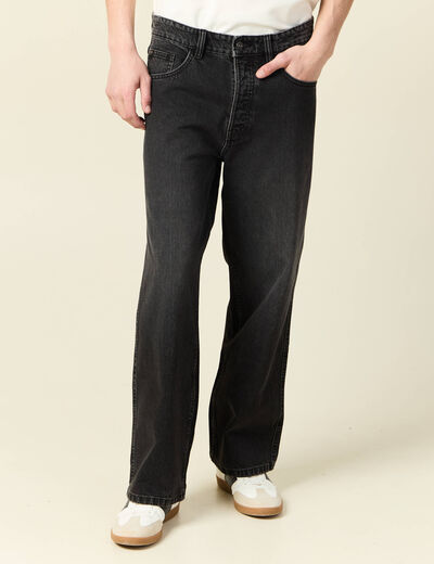 Jeans large 5 poches denim snow noir homme