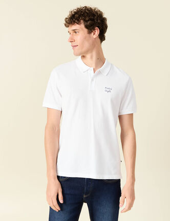 Polo manches courtes blanc homme