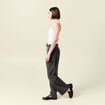 Pantalon large ceinture tissu fluide gris femme
