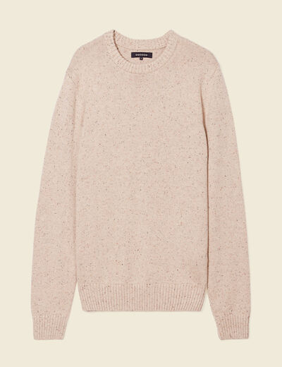 Pull manches longues col rond beige homme