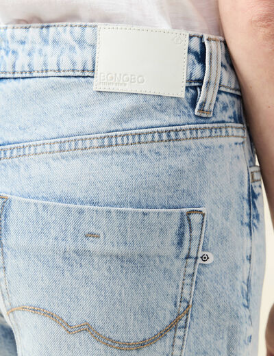 Jeans mom 7/8ème denim snow bleu femme