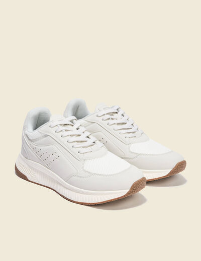 Baskets jogger à lacets ecru homme