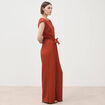 Pantalon loose avec ceinture marron cognac femme