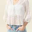 Chemise cintrée courte manches 3/4 ecru femme